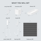 VUSIGN Pegboard Combination Wall Organizer Kit, 4 Pieces Pegboards and 17 Accessories Modular Hanging, Wall Mount Display Peg