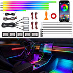 Acrylic Interior Car Ambient Lighting, Interior RGB LED Strip Kit with Music Sync Mode, 55 Inch Length Suitable for Pickup, Trucks, SUV and Large Vehicles (18 in 1)