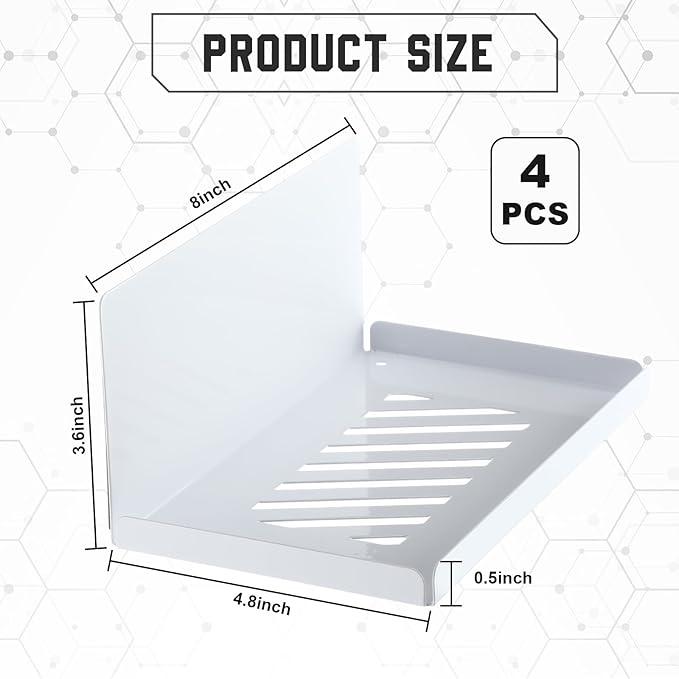 Therwen 4 Pack Magnetic Pegboard Shelves Wall Organizer Metal Pegboard Shelf Steel Tray Accessories Organizing Tools for Craf