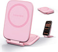 Pink Foldable Magnetic Phone Mount, Hidefold Ultra-Thin Magnetic Phone Holder for Car with Dual Side Strong Magnets, Car Accessories for Women, Fit for All Phone, Dashboard, Laptop, Gym
