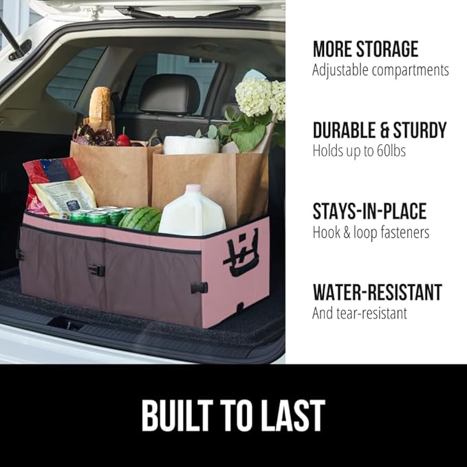 GORILLA GRIP Large Capacity Sturdy Trunk Storage Organizer, Slip and Water Resistant Collapsible Organization Container for