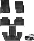 3W Floor Mats Fit for Jeep Grand Cherokee L 2021-2025 2026, TPE All Weather Custom Fit Floor Liner for 1-3 Rows Full Set Car Mats Black (Only for 6 Seater Without Center Console)