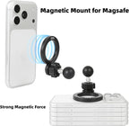 Magnetic Phone Holder Base for RAM Mounts, 1" (25mm) Ball Mount with Short Aluminum Alloy B Size Double Socket Arm, Compatible with Magsafe iPhone 17/16/15/14/13/12 Series