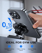 UBeesize Gym Magnetic Phone Holder, 1-Sec Install 360° Adjustable Ball Joint and Durable Base, Dual Magnetic Phone Mount with Smartphones, Works on Any Surface (Metal Plate and Ring Included)