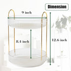 Rotating Makeup Organizer Countertop 2 Tier Lazy Susan Trays Clear Skincare Perfume Storage for Bathroom Counter Vanity, Tran
