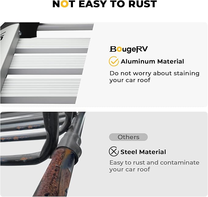 BougeRV Anti-Rust Aluminum Roof Basket 47''x40''x8'' Lightweight Universal Rooftop Cargo Carrier Roof Rack Cargo Basket with Wind Fairing, Roof Rack for SUV Pick Up Truck,150LBS Load Capacity, Silver