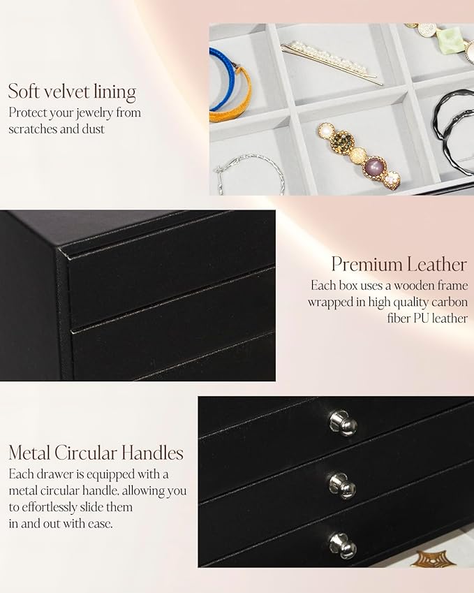 GUKA Large Jewelry Box, Jewelry Case with 10 Drawers for Big and Small Jewelry, Jewelry Storage Organizer for Watch Earrings 