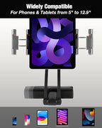 INNOMAX Adjustable Long Arm Tablet Mount, Backseat iPad Holder, 5"-12.5" Devices, Black