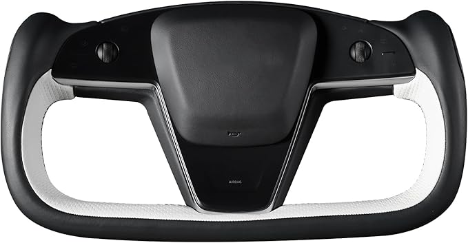 MEWANT Hand Stitched Tesla Model S Yoke Real Leather Steering Wheel Cover Wrap for Tesla Model S 2021-2023 / Model X 2021-2023 Tesla Yoke Steering Wheel Accessories(3D Style)