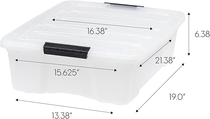 IRIS USA 27 Qt Stackable Plastic Storage Bins with Lids, 6 Pack - BPA-Free, Made in USA - Discreet Organizing Solution, Latch