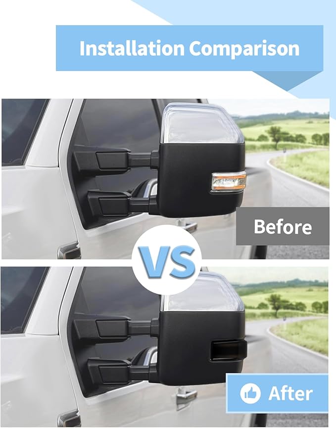 Voodonala Rearview Mirror Turn Signal Cover Compatible with Ford F250/F350/F450/F550 2017-2023, Smoke Black Side Mirror Marker Running Trim