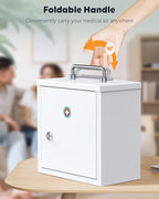 Uniclife Wall Mount Medicine Cabinet with Key Lock & Handle Locking First Aid Cabinet Lockable Medical Cabinet Lightweight Me