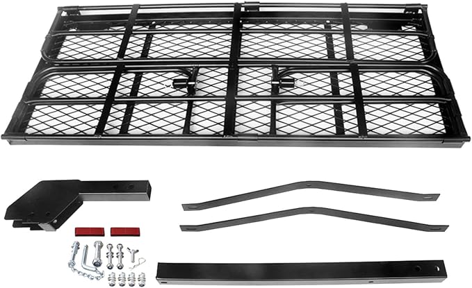 500 Lbs Heavy Duty Hitch Mount Cargo Carrier 60" x 24" x 14.4" Folding Cargo Rack Rear Luggage Basket Fits 2" Receiver for Car SUV Camping Traveling