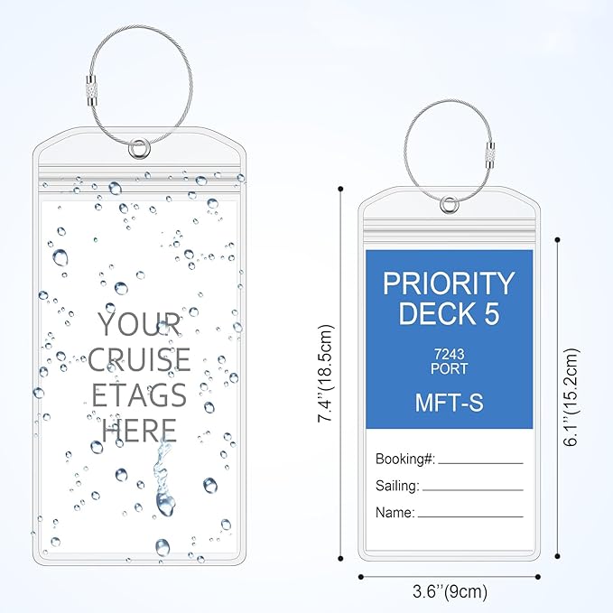 Clabby 50 Sets Cruise Clear Luggage Tags Holders Bag with Loops for Carnival, PVC Waterproof Tag for Travel Supplies