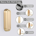 Dntorx Folding Coat Hooks, 2 Pcs Foldable Gold Wall Hooks Heavy Duty Foldable Hook Bathroom Towel Hooks Robe Hooks Wall Mount