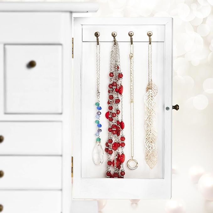 Jewelry Box for Women, Rustic Wooden Jewelry Boxes & Organizers with Mirror & Drawers,6 Layer Jewelry Organizer Box for Rings
