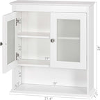 Spirich Bathroom Cabinet Wall Mounted, Medicine Cabinet Organizer with Glass Doors and Adjustable Shelves, Bathroom Wall Cabi