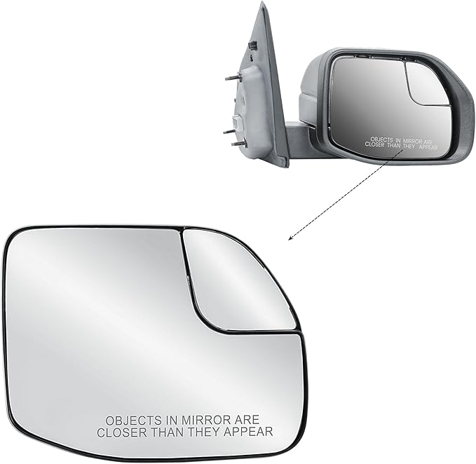 Replacement Passenger Right Side Door Mirror Glass Heated with Back Plate and Blind Spot Glass for 2022-2025 Ford Maverick Bronco Sport