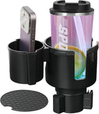 JINKEY 2 in 1 Cup Holder Expander, Extra Cup Holders Extender with Adjustable Car Cup Insert for Car Front Seat for Yeti，Hydroflask and Other Large Water Bottles & Mugs in 3.74"-4.25"(10-46 Oz)