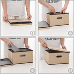 PRANDOM Storage Bins with Lids [3-Pack] Jute Fabric Foldable Storage Boxes Organizer Containers Baskets Cube with Cover for H