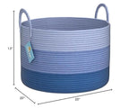 OrganiHaus Large Woven Storage Basket for Blankets and Toys 20" x 13" Inch, Rope Laundry Basket with Handles, Cushions & Pill