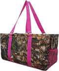 NGIL Extra Large Utility Tote Reusable Grocery Bag Oversized Collapsible for Groceries, Storage, Picnic, Beach (Camo-hot Pink)