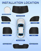 8PCS Window Shades for Ford Bronco Sport 2021-2025 Accessories – Full Coverage Sun Shade for Side Windows, Rear Triangular & Windshield – UV Protection & Privacy for Camping, Napping, Relaxing