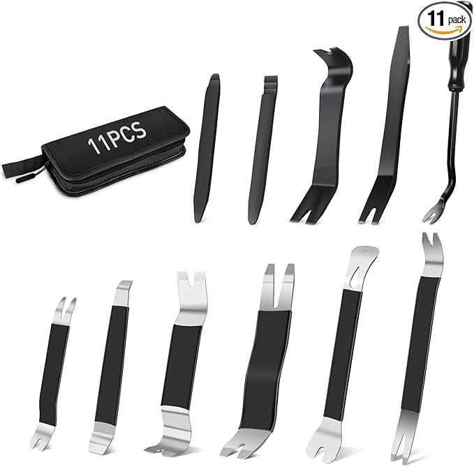 GOOACC 11PCS Trim Removal Tool Kit, Metal & Nylon Pry Tools Set for Car Door Panel, Dashboard, Audio, Clips, Fastener Remover
