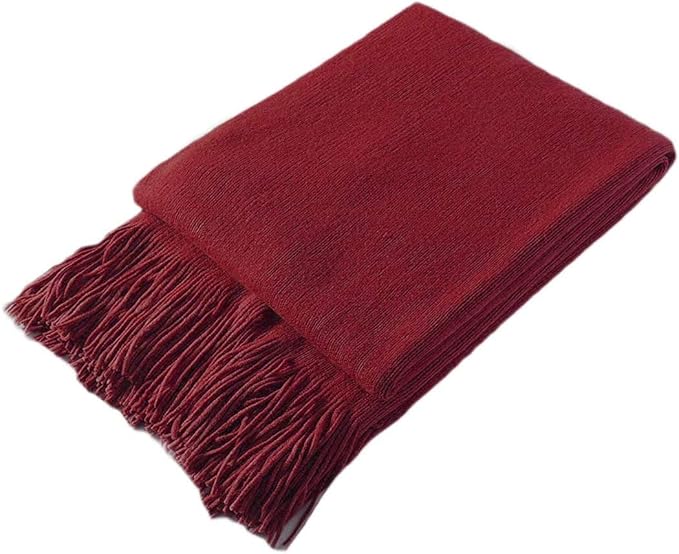 Homiest Decorative Knitted Throw Blanket with Fringe, Lightweight Blanket Acrylic Knit Blanket, Soft & Cozy Tassel Blanket fo