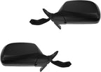 TRQ 2 Piece Driver and Passenger Side Mirror Assembly Set Manual Folding Manual Adjustment Non-Heated No Memory Black Compati