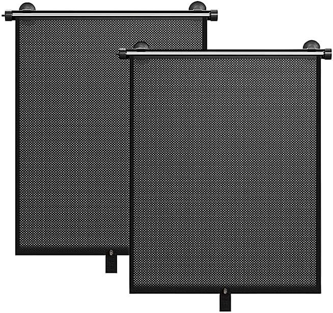 2 Pack Retractable Car Shades for Side Windows - Window Sun Shade for Car with Strong Suction Cups | Roller Shades UV Heat Block Sun Shade for Cars House Office Window (M:17.1"x19.6")
