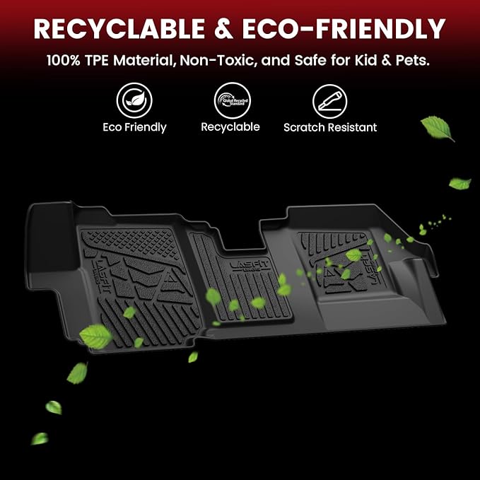 LASFIT Floor Mats for 2024 2025 2026 Dodge Ram ProMaster EV SLT/SLT+/Tradesman Front Mat, All Weather TPE Custom Fit Car Mats Floor Liners 1st Row Only, Black