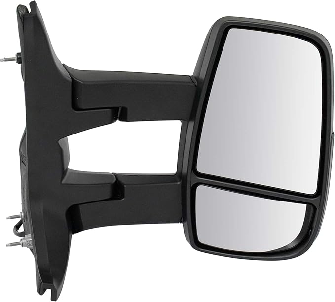 TRQ Driver and Passenger Side Power Mirror Set Textured Black Long Arm Design without Heat Compatible with 2015-2017 Ford Tra