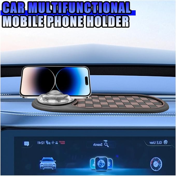 Multifunction Car Anti-Slip Mat, Rotatable Temporary Parking Number, Universal Auto Dashboard Organizer Pad Accessory for Pho
