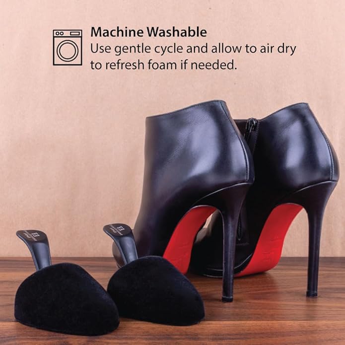 FootFitter Foam Shoe Trees with Handle for Women’s High Heels, Round Toe Travel Insert for Shoe Shape & Crease Protection