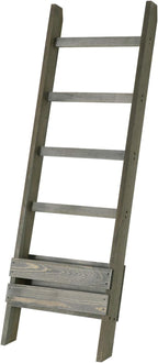 MyGift Blanket Ladder with Storage Shelf, Wooden Blanket Holder Rack, Decorative Ladder Shelf, Drying and Display Rack for Ba