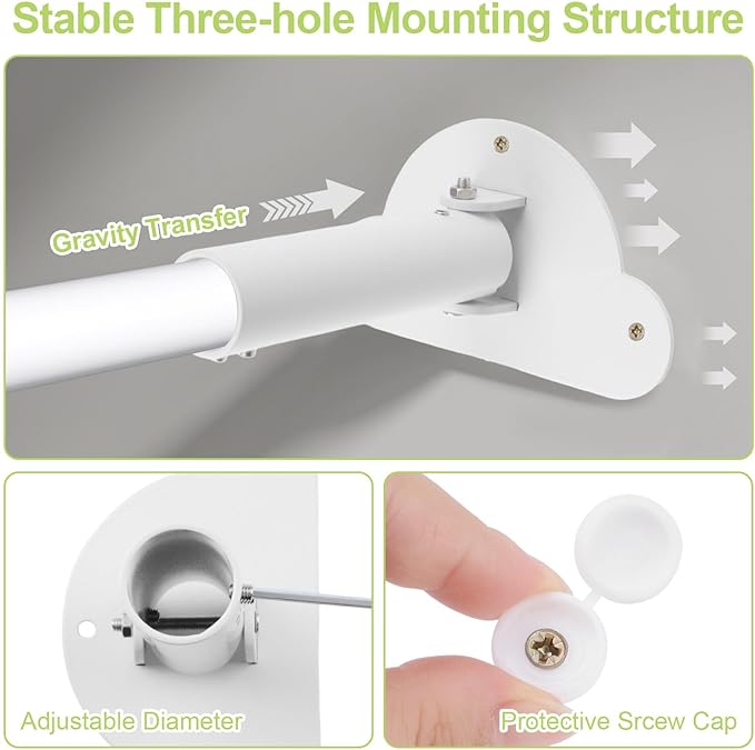 Adjustable Shower Curtain Rod Bracket 1 Pack Aluminum Alloy Shower Curtain Rod Single Swivel Flange Heavy Duty Closet Rod Bra
