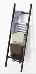 WTZ Bamboo Blanket Ladder, 5-Layer Towel Racks, Blanket Holder with Anti-Slip Construction Home Decor, Decorative Blanket, Qu