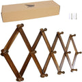 AMAPON Accordion Style Expandable Wall Wooden Coat Rack 13 Hooks (Pegs) Hang Hats Jackets Coffee Mug Purses Necklaces Towels 