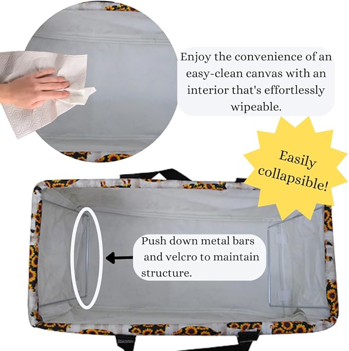 NGIL Extra Large Utility Tote Reusable Grocery Bag Oversized Collapsible for Groceries, Storage, Picnic, Beach (Sunflower Pig-black)
