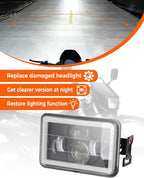 LED Headlight Light Bar Kit with Mounting Bracket for Suzuki DR650S DR650SE DRZ400 DRZ400S DRZ400SM - 4800LM High/Low Beam, 6