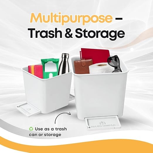 Car Trash Can for Vehicles Leakproof Compact Garbage Bin w/ Stability Flap, Anti-Slip Base, Portable Trash Holder for Cars, Trucks, SUVs, Minivans Compact, Auto Container Organizer (White, Small)