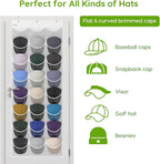 Unjumbly Baseball Hat Rack, 24 Pocket Over-The-Door Hat Organizer with Clear Deep Pockets to Display Baseball Caps Collection
