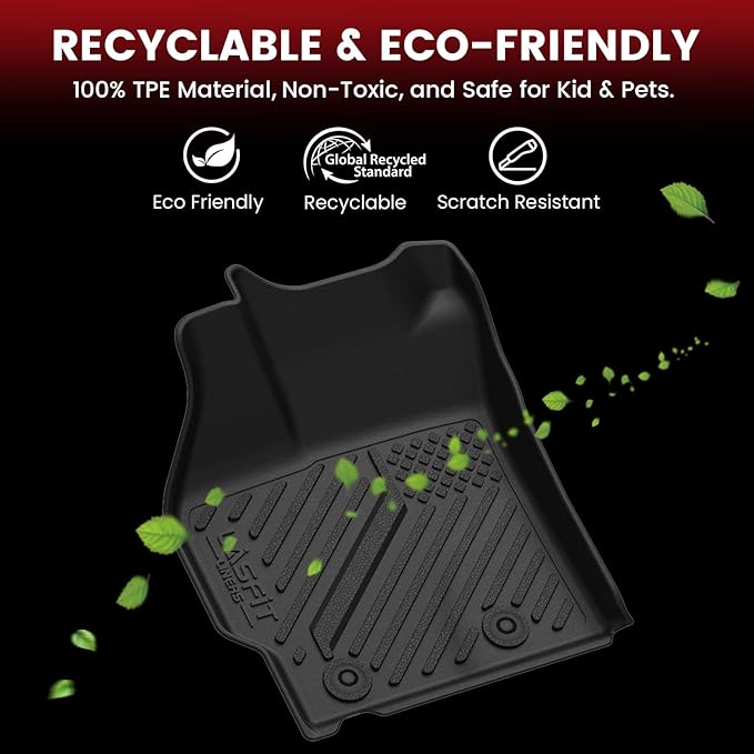 LASFIT Floor Mats for Toyota Prius 2010-2011, All Weather TPE Custom Fit Easy Clean Durable No-Curling Floor Liners for Prius 2010 2011 Car Mats