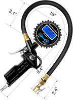 Nilight 50026R Digital Tire Inflator Pressure Gauge,250 PSI Air Chuck and Compressor Accessories Heavy Duty with Rubber Hose Quick Connect Coupler for 0.1 Display Resolution