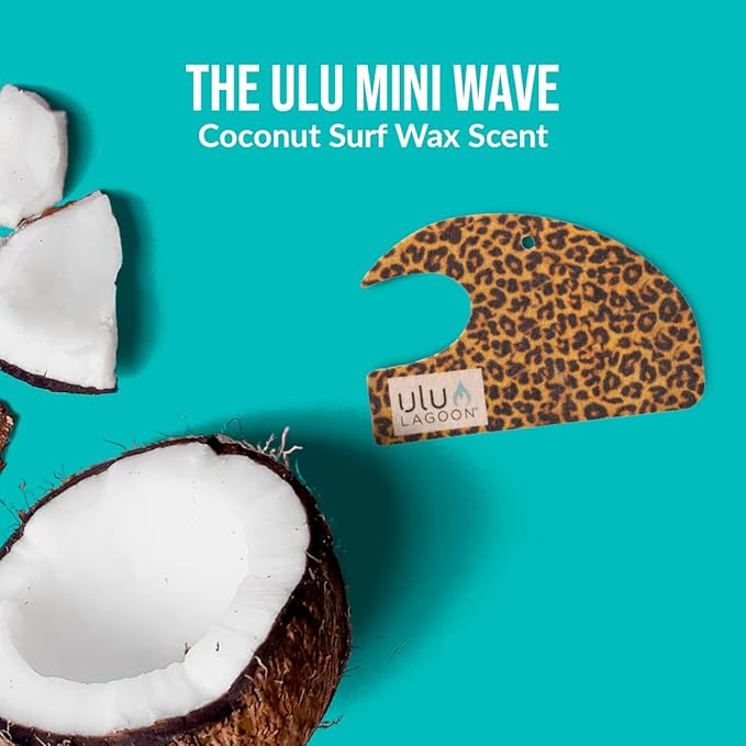 ulu Lagoon Hanging Car Air Freshener | Tropical Beach Coconut Surf Wax Scent Mini Wave | Long Lasting Car Freshener, Closet a
