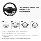 Flying Banner Faux Leather Heavy Duty Inner Ring car Steering Wheel Cover 14.5-15 inches (All Black)