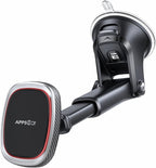 APPS2Car Magnetic Phone Mount, Dashboard & Windshield Suction Cup Car Phone Holder Mount with 6 Strong Magnets, Adjustable Telescopic Arm, Compatible with iPhone & Android Smartphones