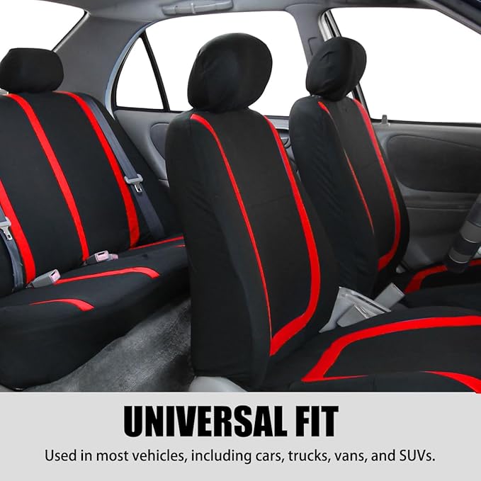 BELOMI Car Seat Covers Full Set, Breathable Premium Cloth Automotive Seat Cover, Universal Front and Rear Seat Covers, Easy t