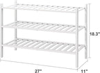 viewcare White Shoe Rack, 3-Tier Bamboo Wood Shoe Rack for Closet, Entryway & Hallway, and Stackable Shoe Shelf Storage Organ